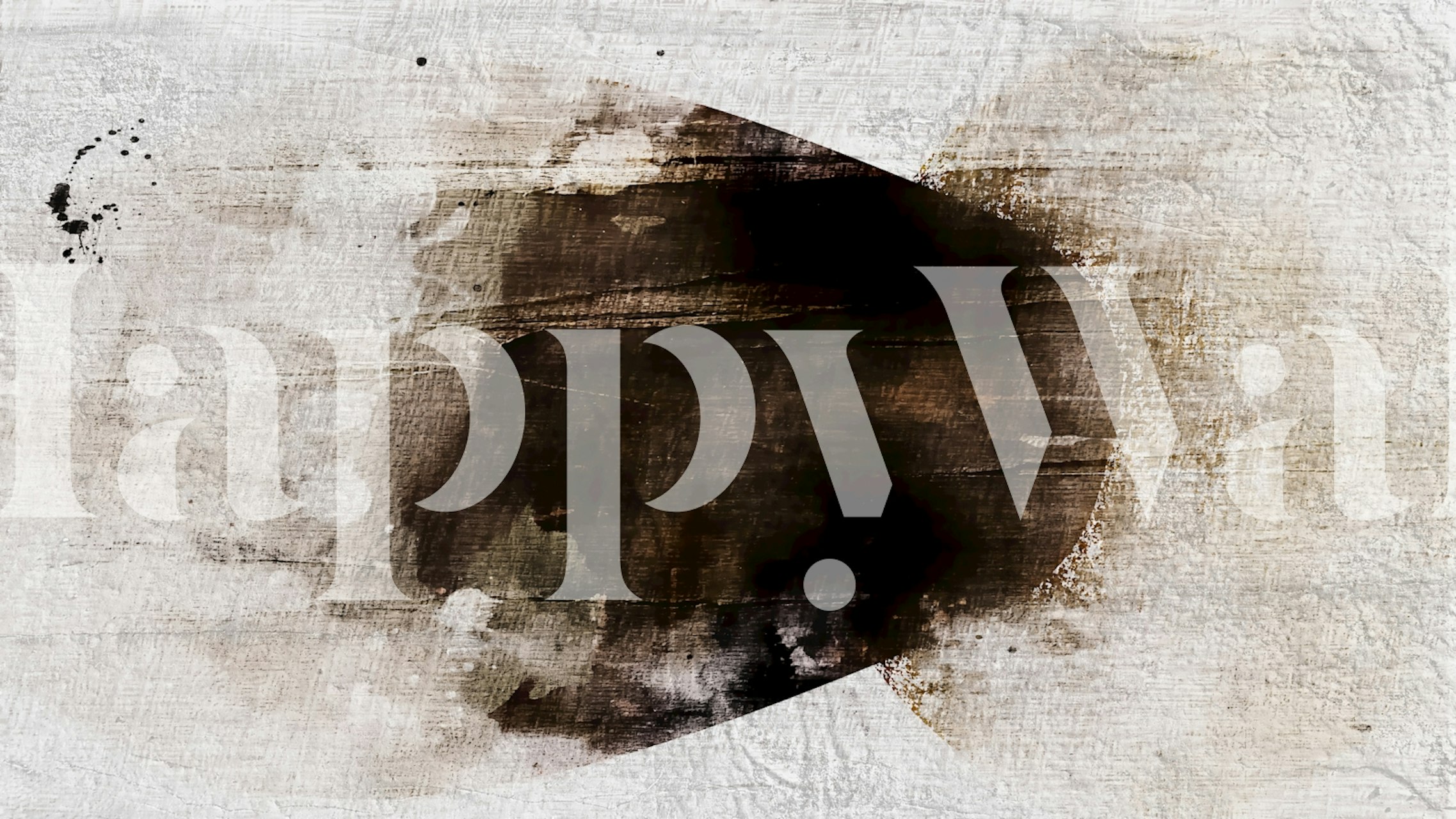 Abstract brown and black shapes on white textured wallpaper