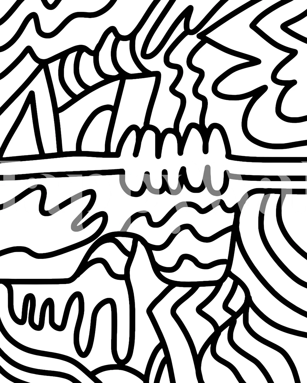 Waves wallpaper design in a room