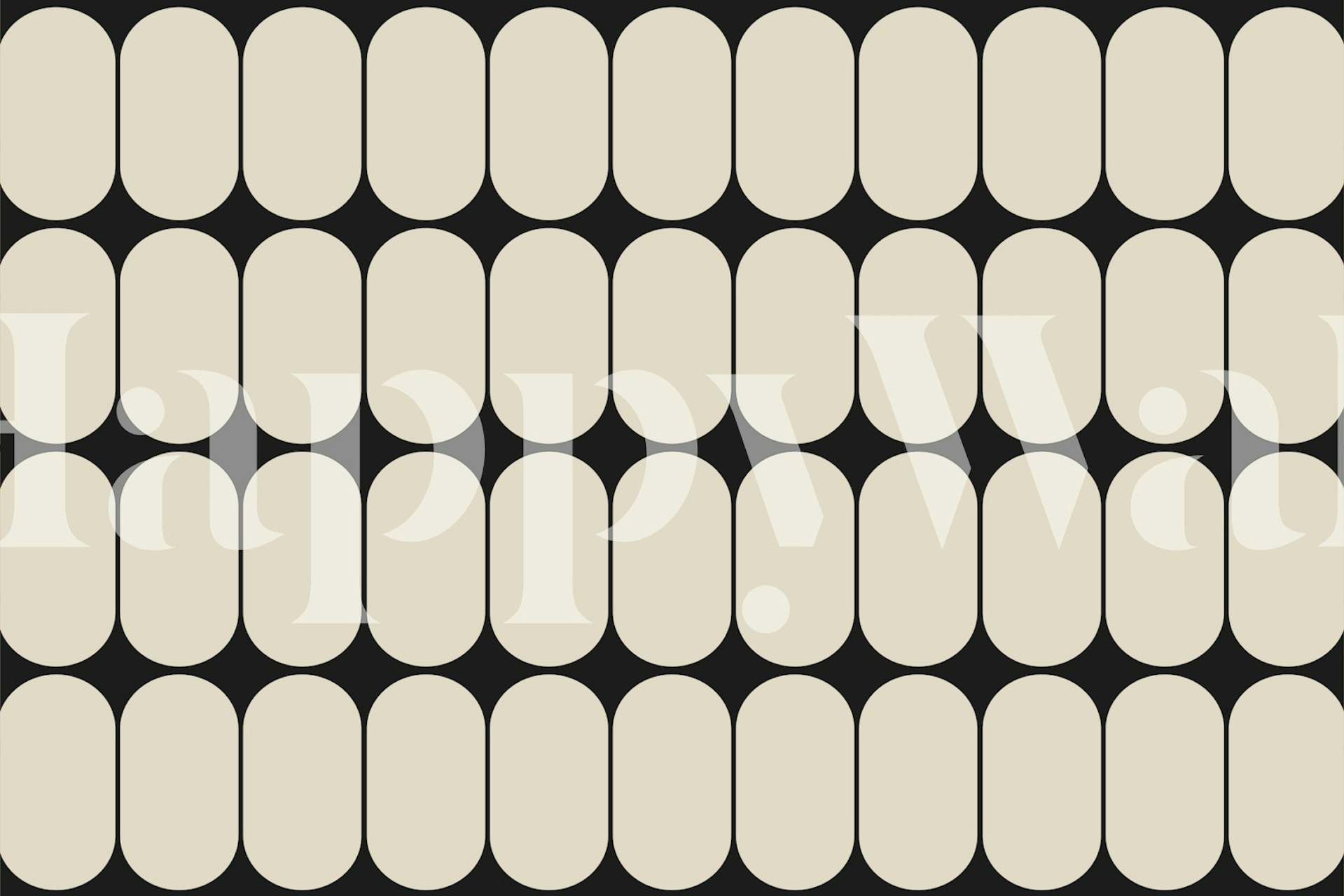 Black and cream oval pattern wallpaper in retro style