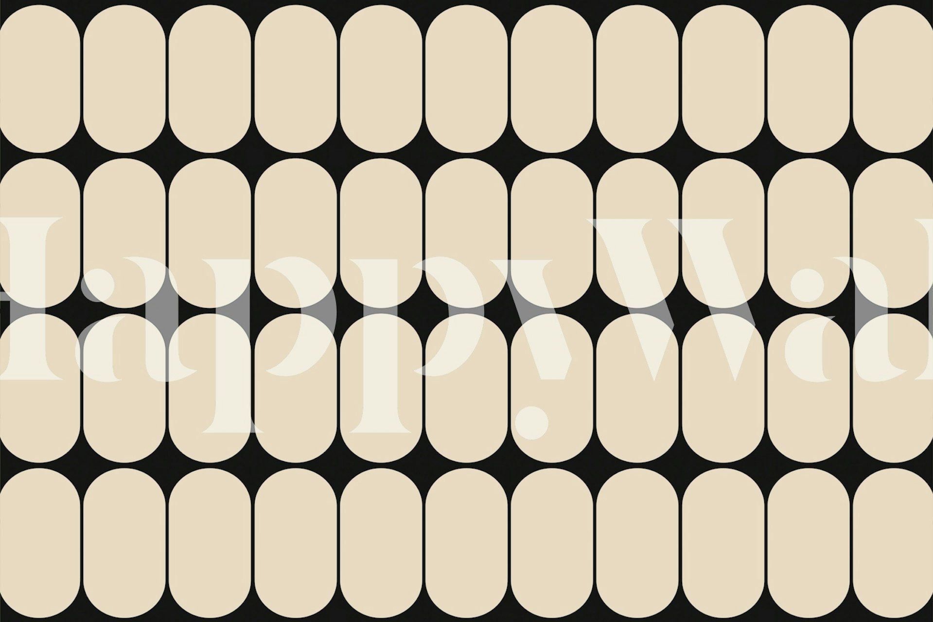 Black and cream oval pattern wallpaper in retro style