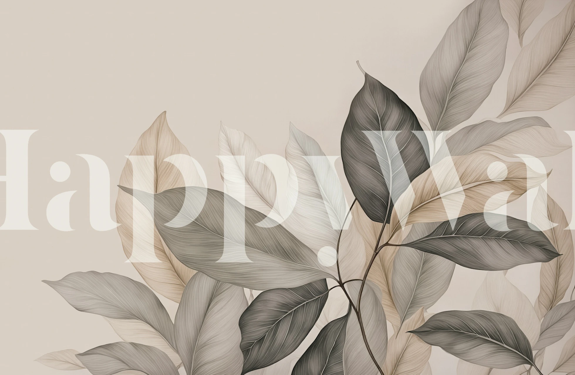 Soft Botanical Foliage behang in een kamer