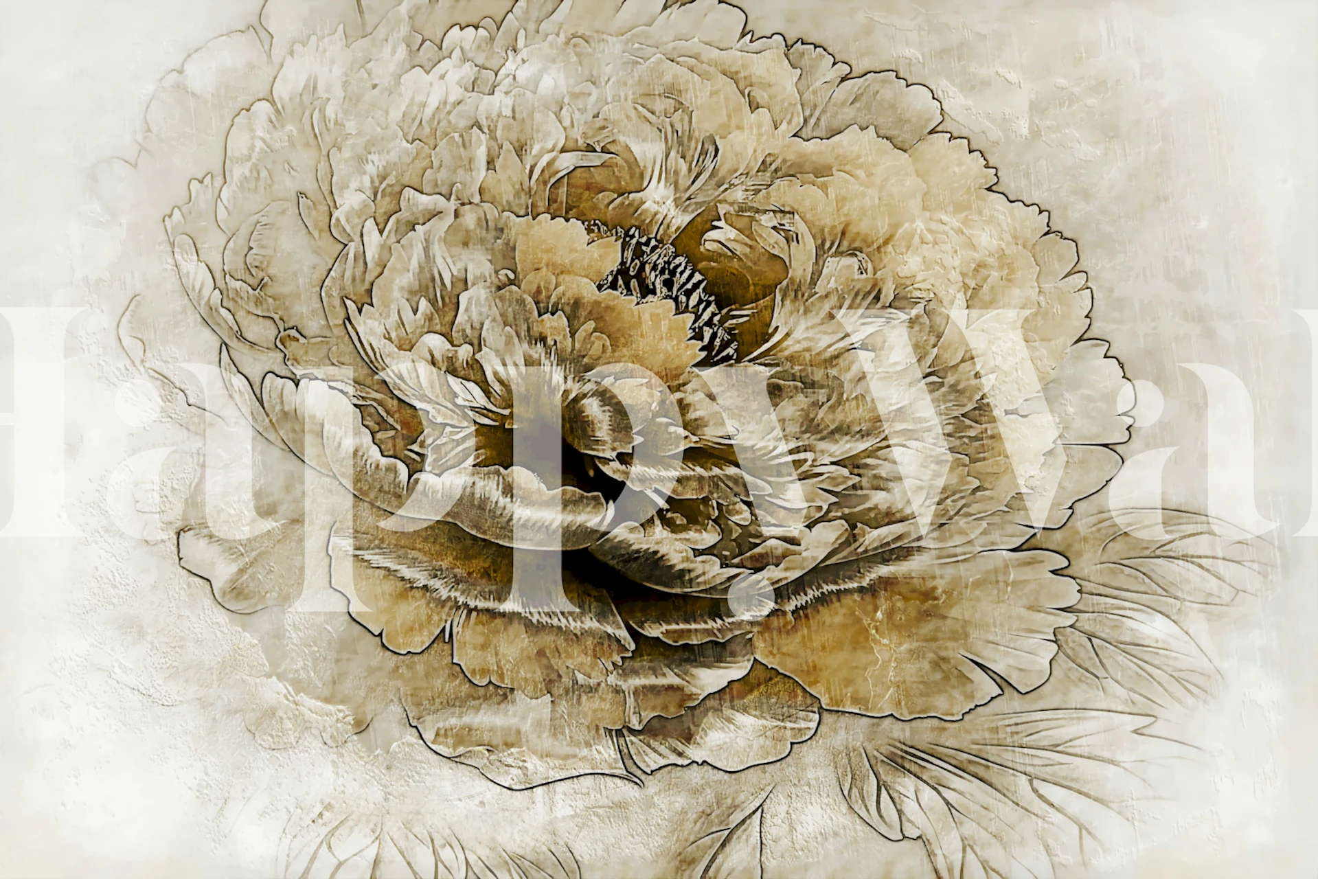 papel pintado Large Rococo Peony en una habitación