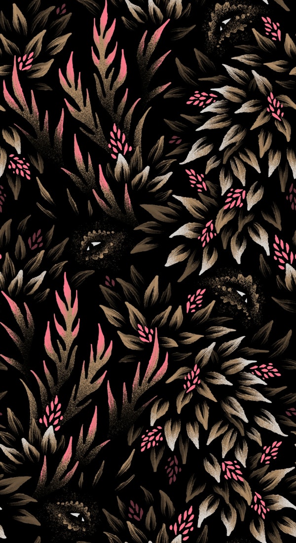 Mysterious Foliage - Khaki / Pink