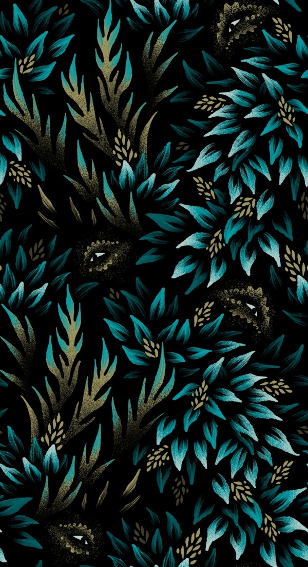 Mysterious Foliage - Green / Teal