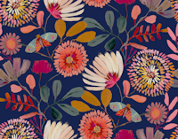 Sophisticated Botanicals Dark Blue tapet