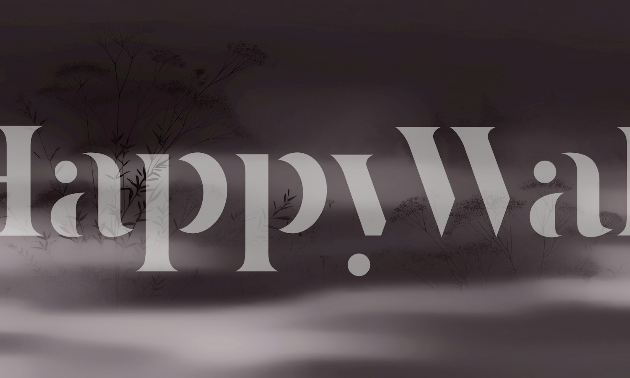 Dark floral silhouettes on a misty gray background wallpaper