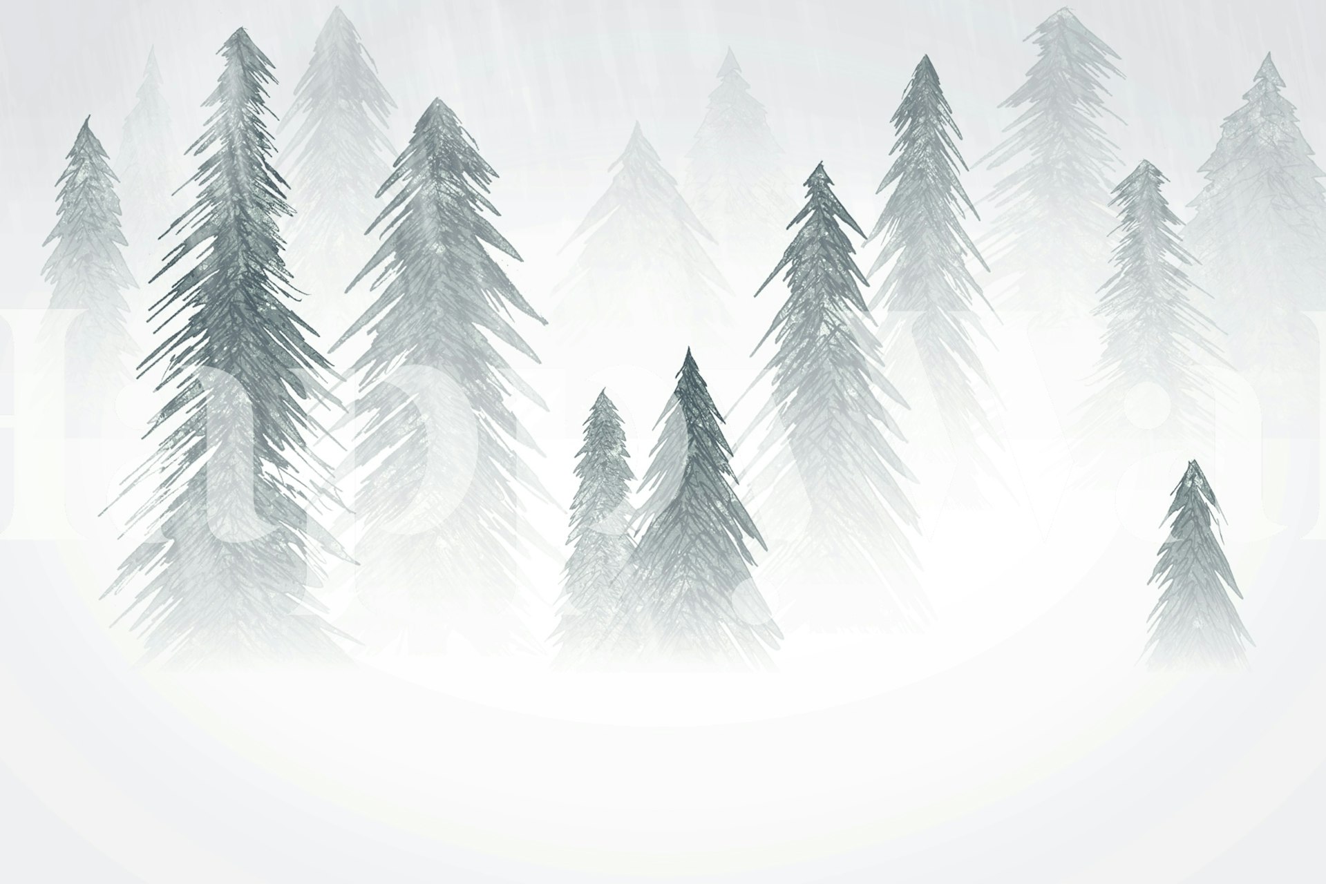 Papel pintado Snowing Forest en una habitación
