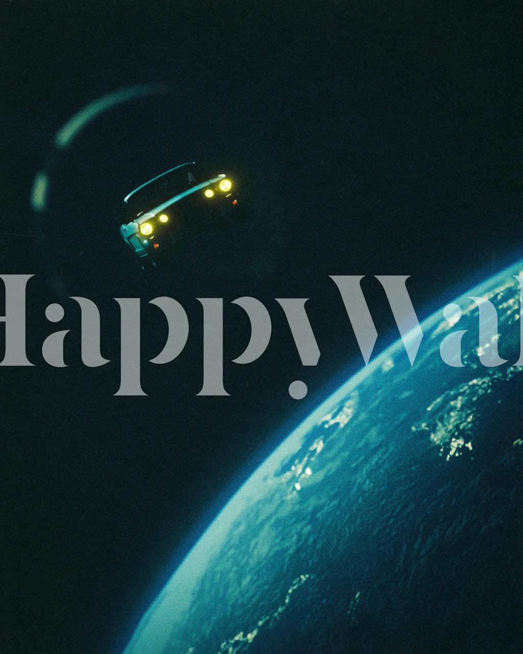 Space-themed wallpaper featuring blue earth and spaceship elements