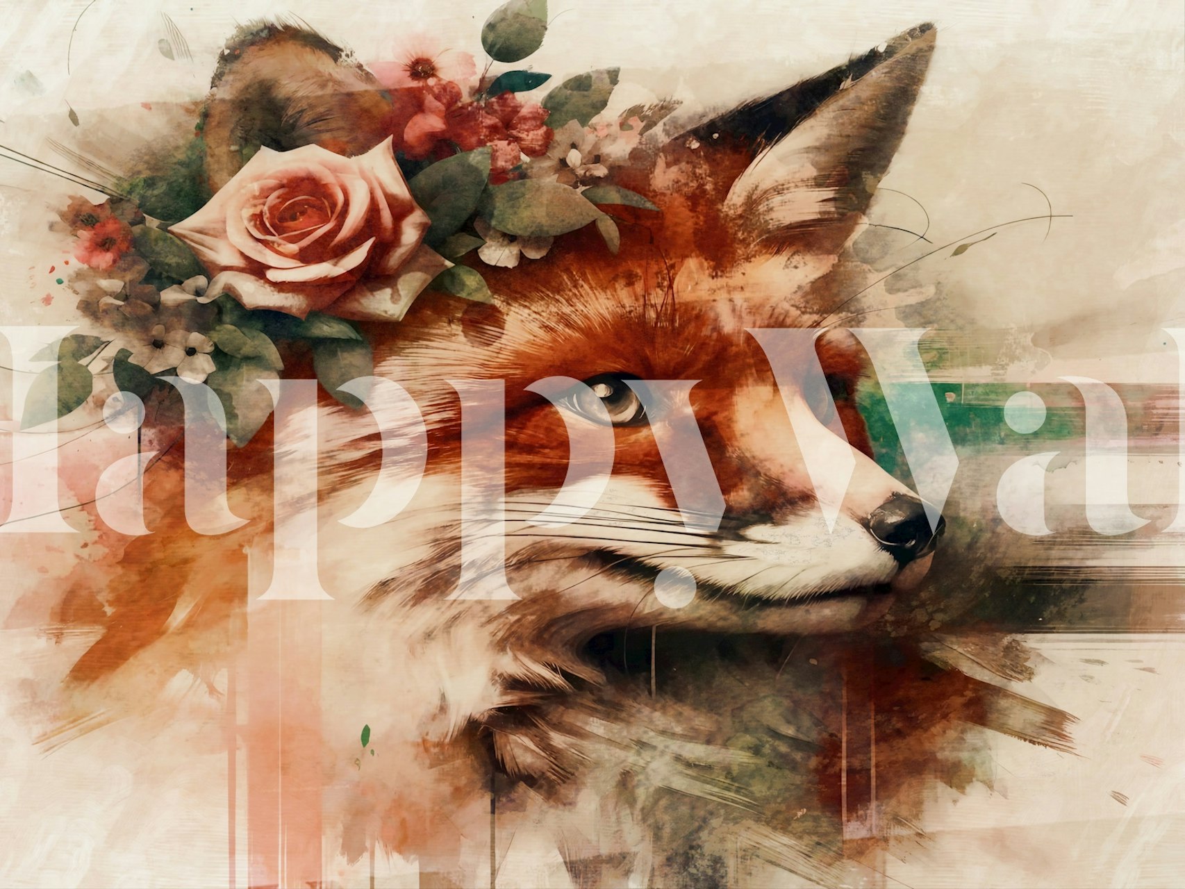Forest Blossom Fox wallpaper design
