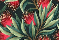 Pohutukawa Floral - Natural Red / Green carta da parati