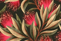 Pohutukawa Floral - Warm Red carta da parati