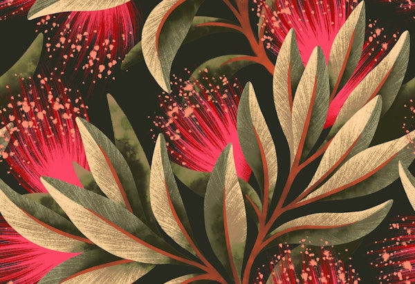 Pohutukawa Floral - Warm Red