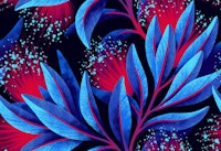 Pohutukawa Floral - Blue / Red carta da parati