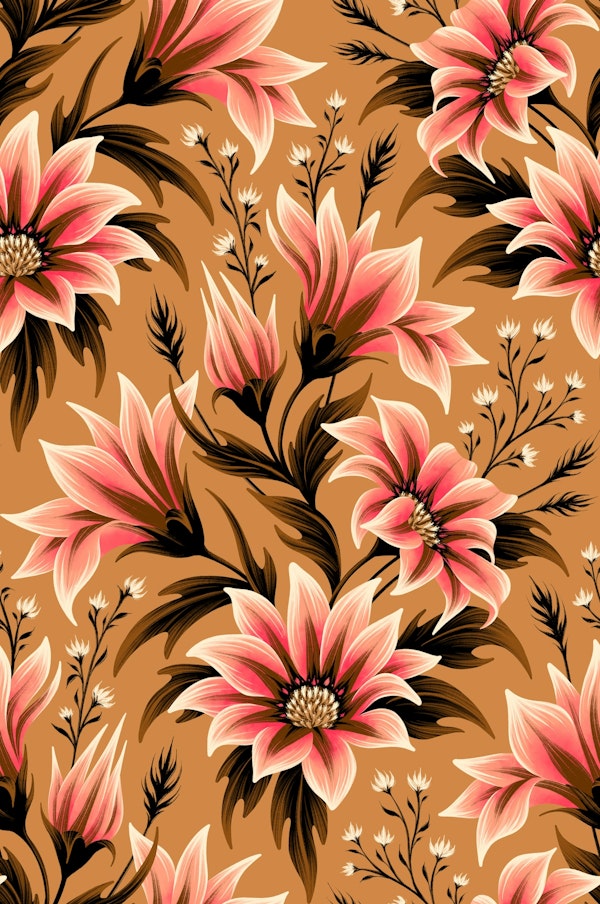 Gazania Floral - Mustard / Pink