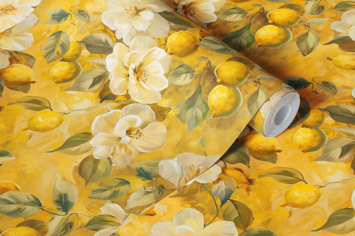 Lemon Blossom Yellow Gold wallpaper roll