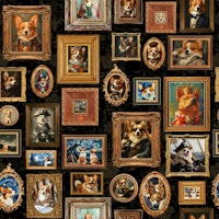 Vintage Famous Corgi Portrait Gallery Museum tapet