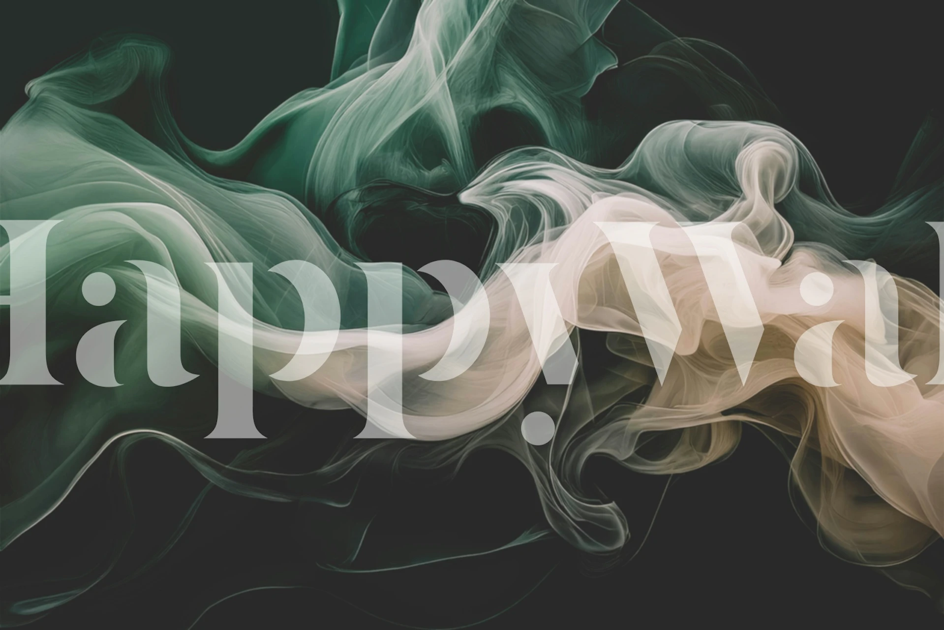 Waves Flow in Emerald Green papier peint dans une pièce