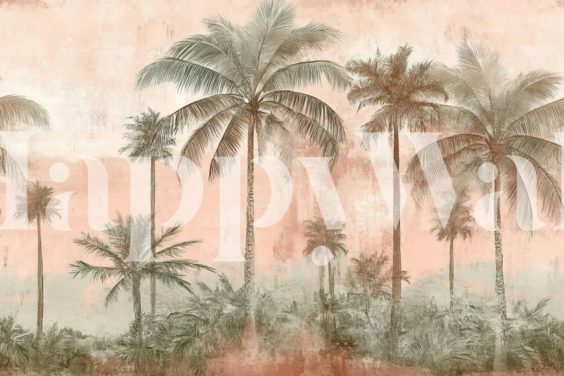 Pink Sunset at Jungle wallpaper in a room