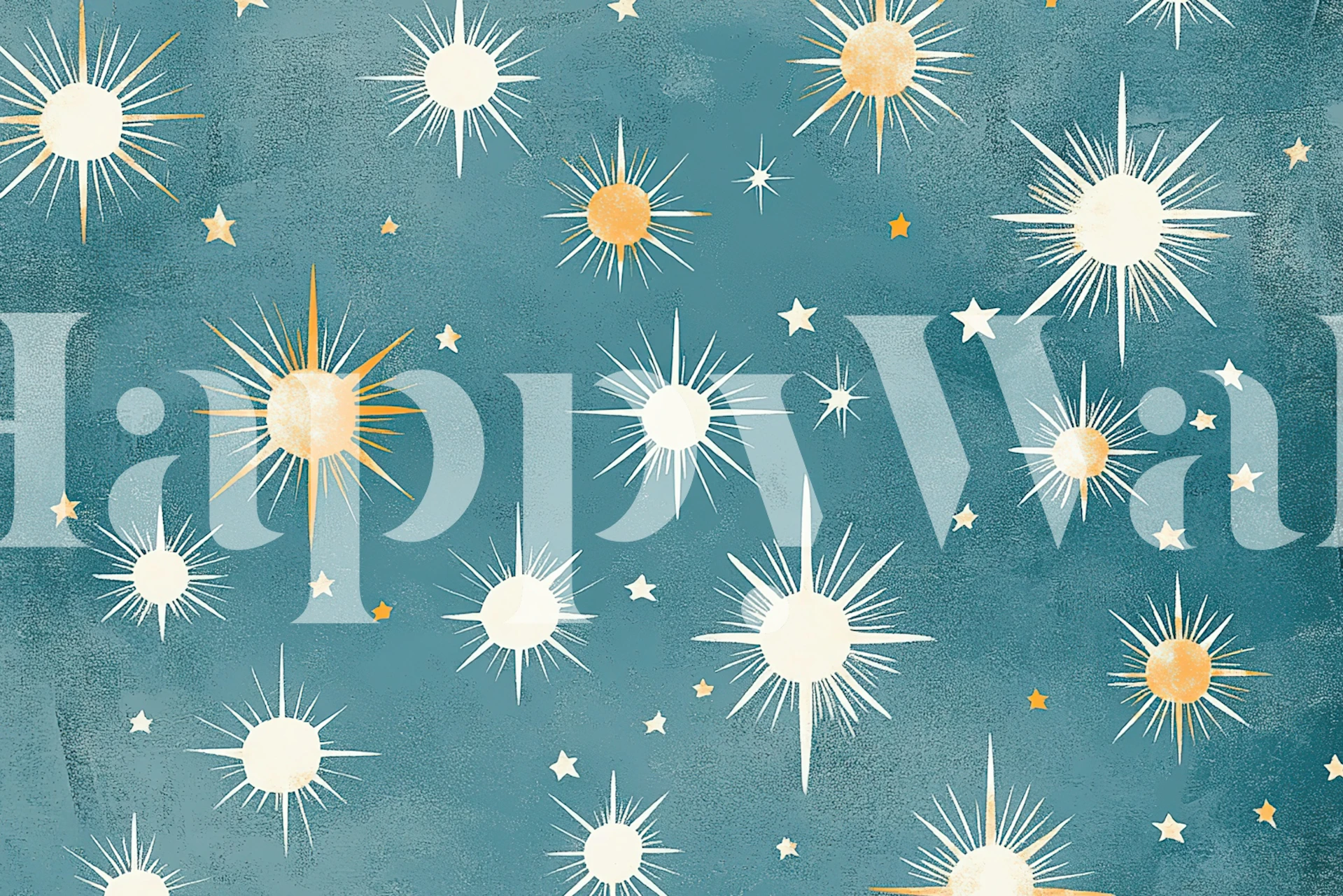 Gold and white star patterns on blue background wallpaper