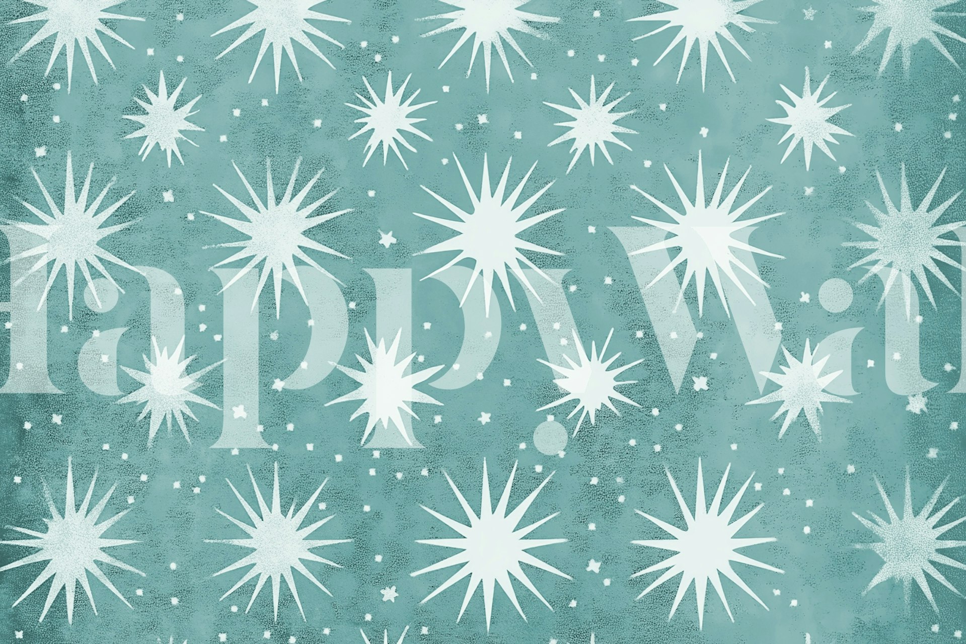 Starry white star pattern on teal background wallpaper