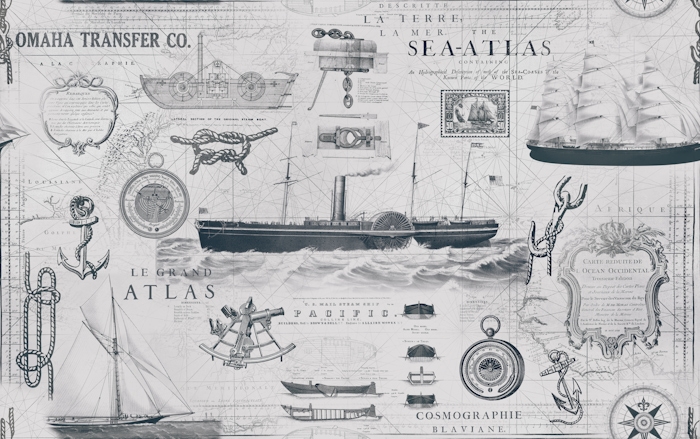 Vintage Nautical Ocean Voyage wallpaper | Happywall