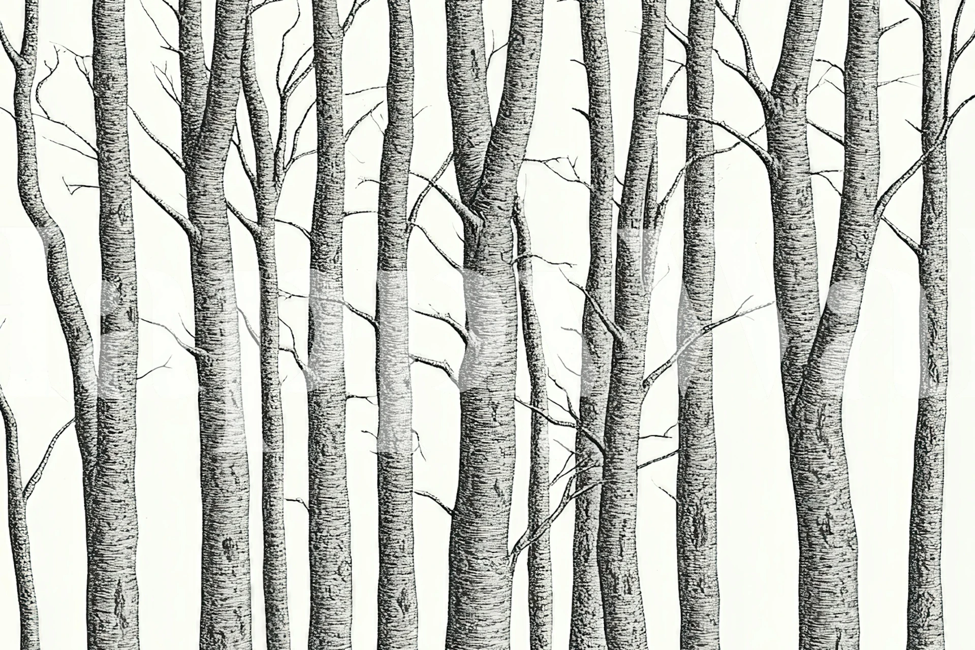 Detailed black and white tree wallpaper with engraved look.