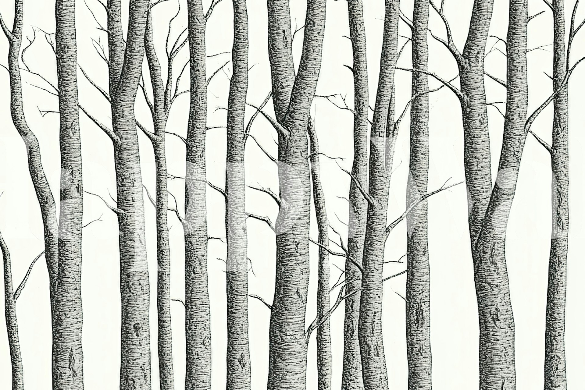 Detailed black and white tree wallpaper with engraved look.