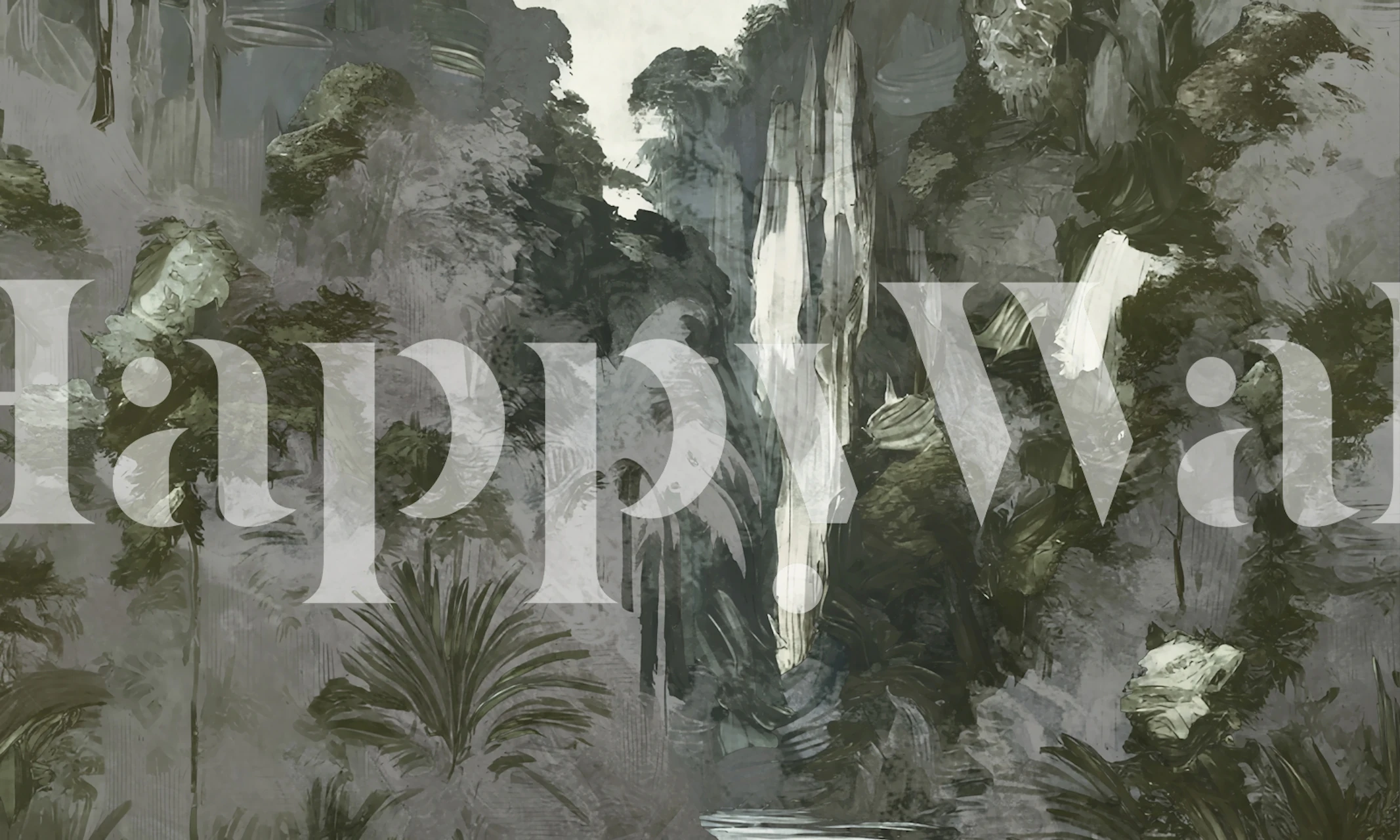 Waterfall Jungle Serenity tapetti huoneessa