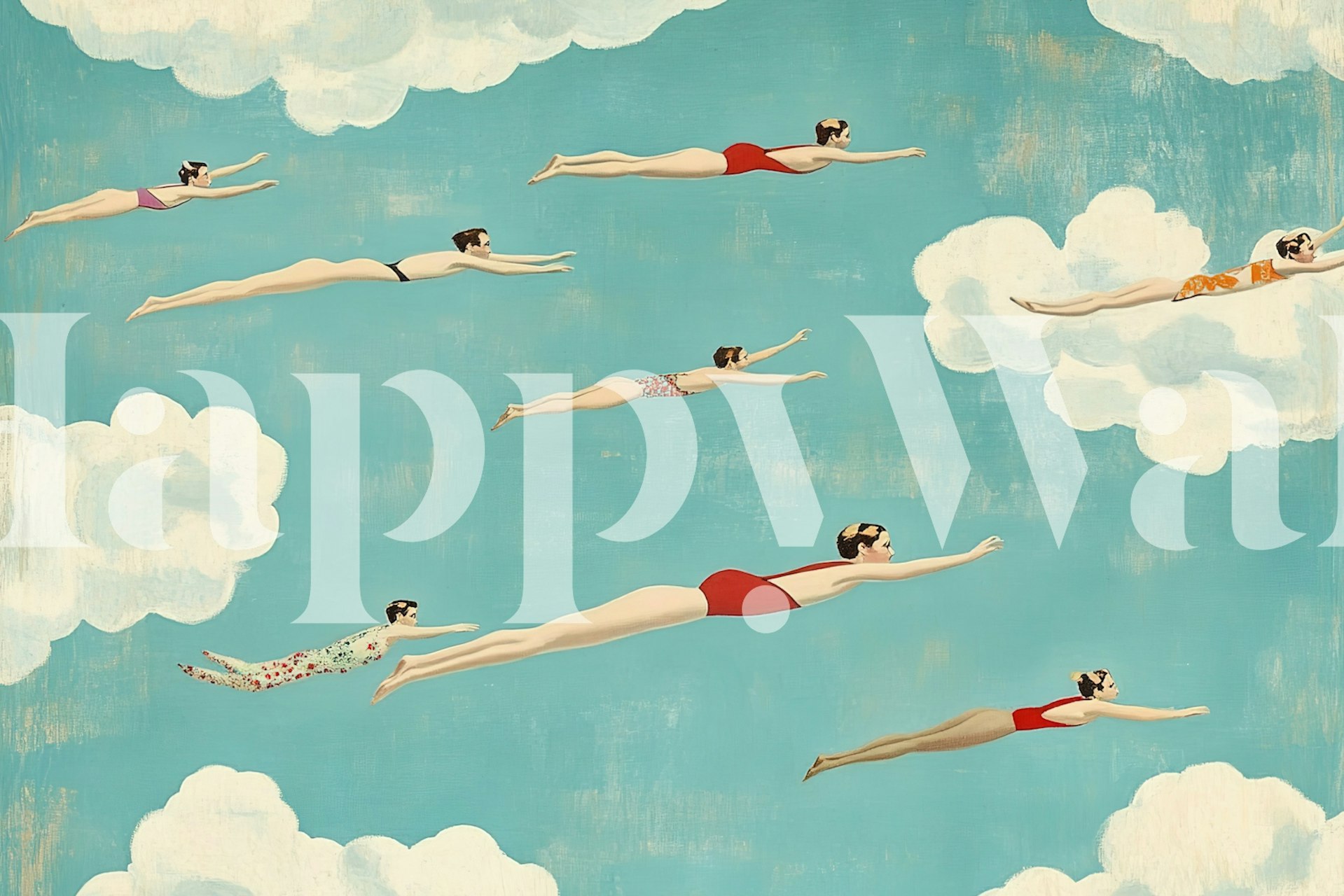 Sky Swimmers wallpaper design in a room
