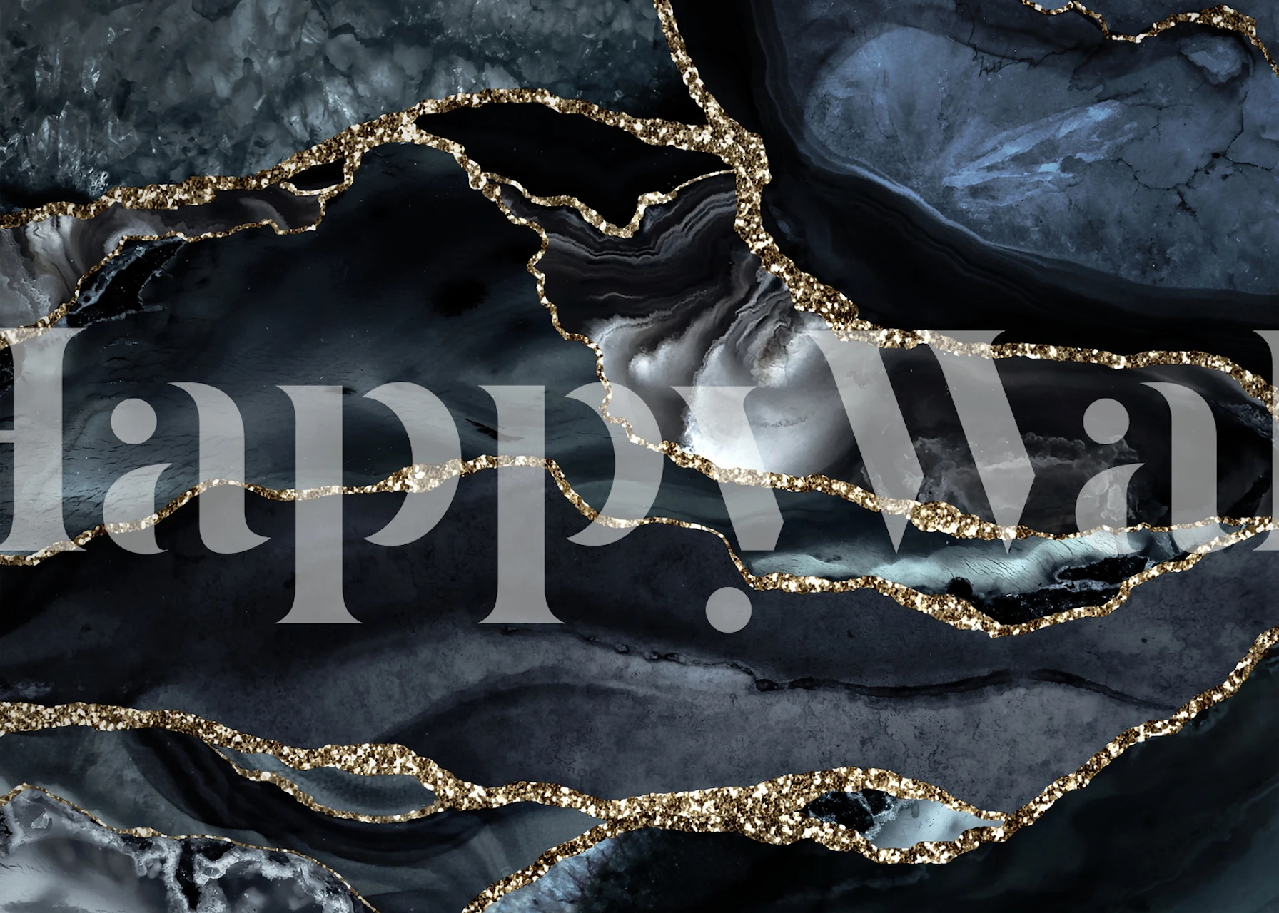 Moody gray marble pattern with gold accents wall mural