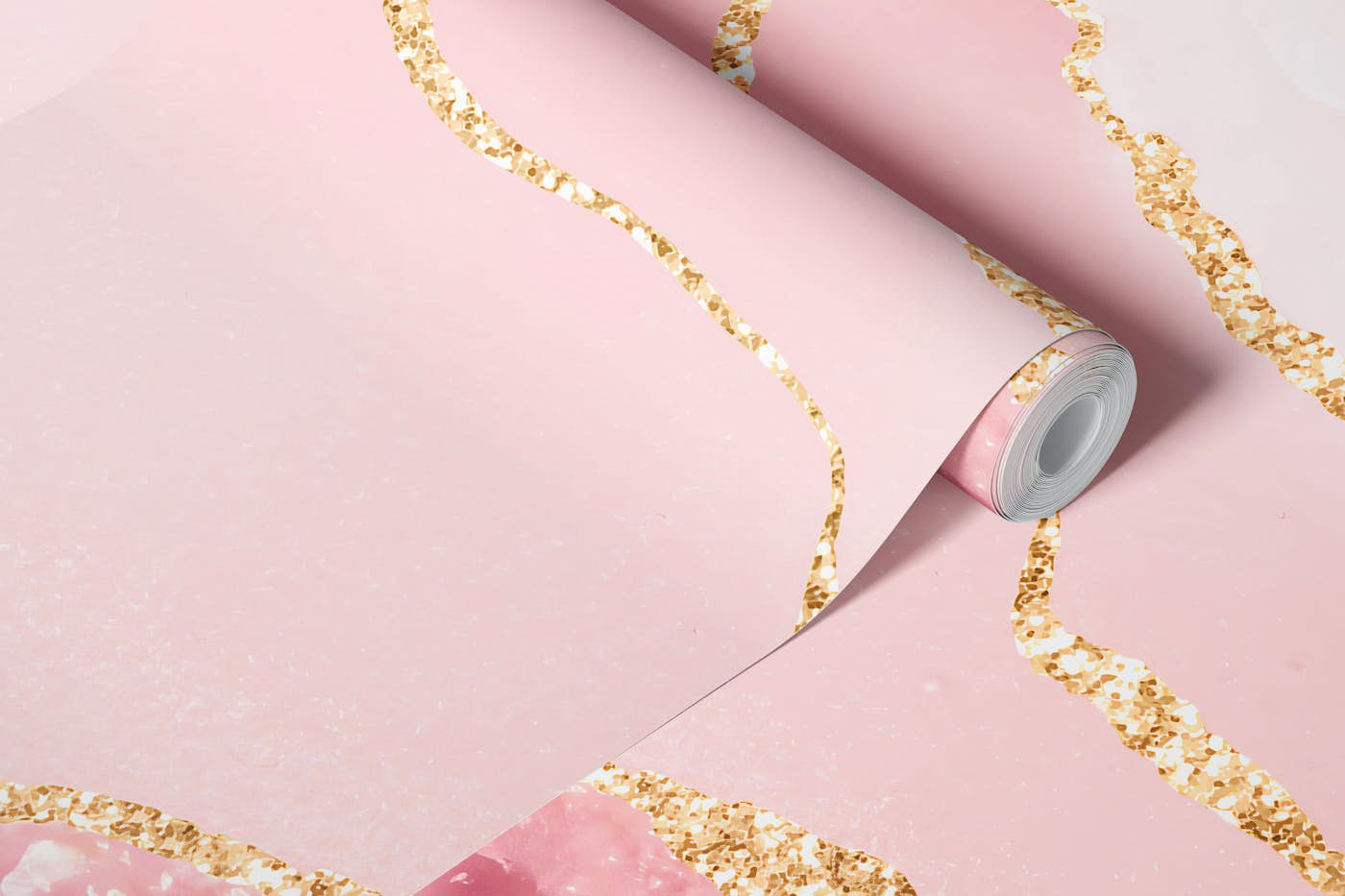 Blush Pink Marble Gold 1 wallpaper roll