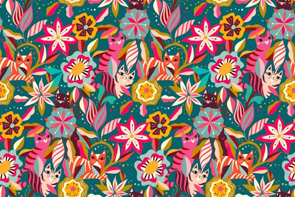 Floral garden hidden cats