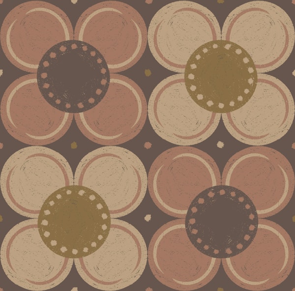 Retro Geometric Brown Flowers Mocha Mousse