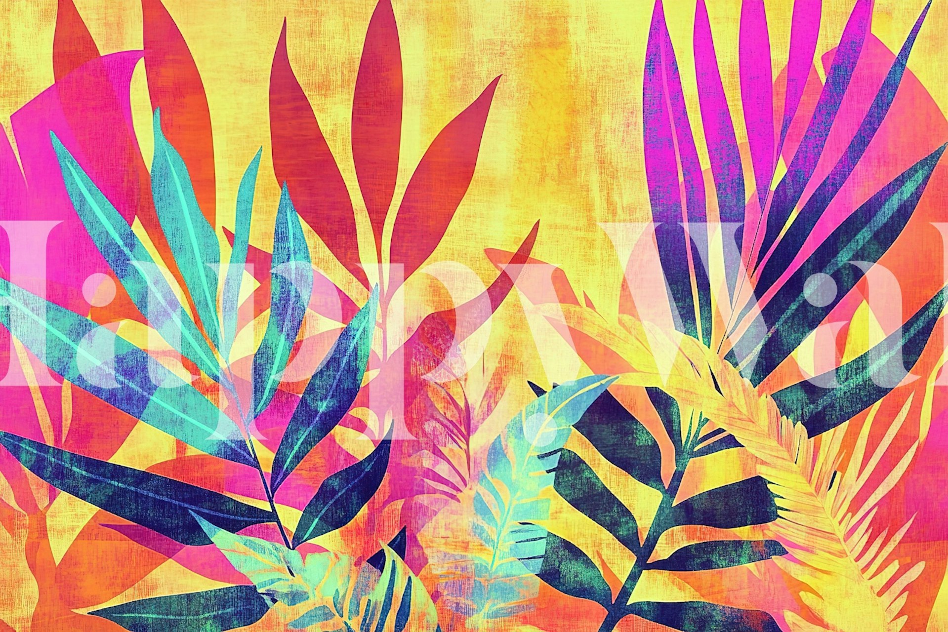 Lithographic flowers wallpaper in a room