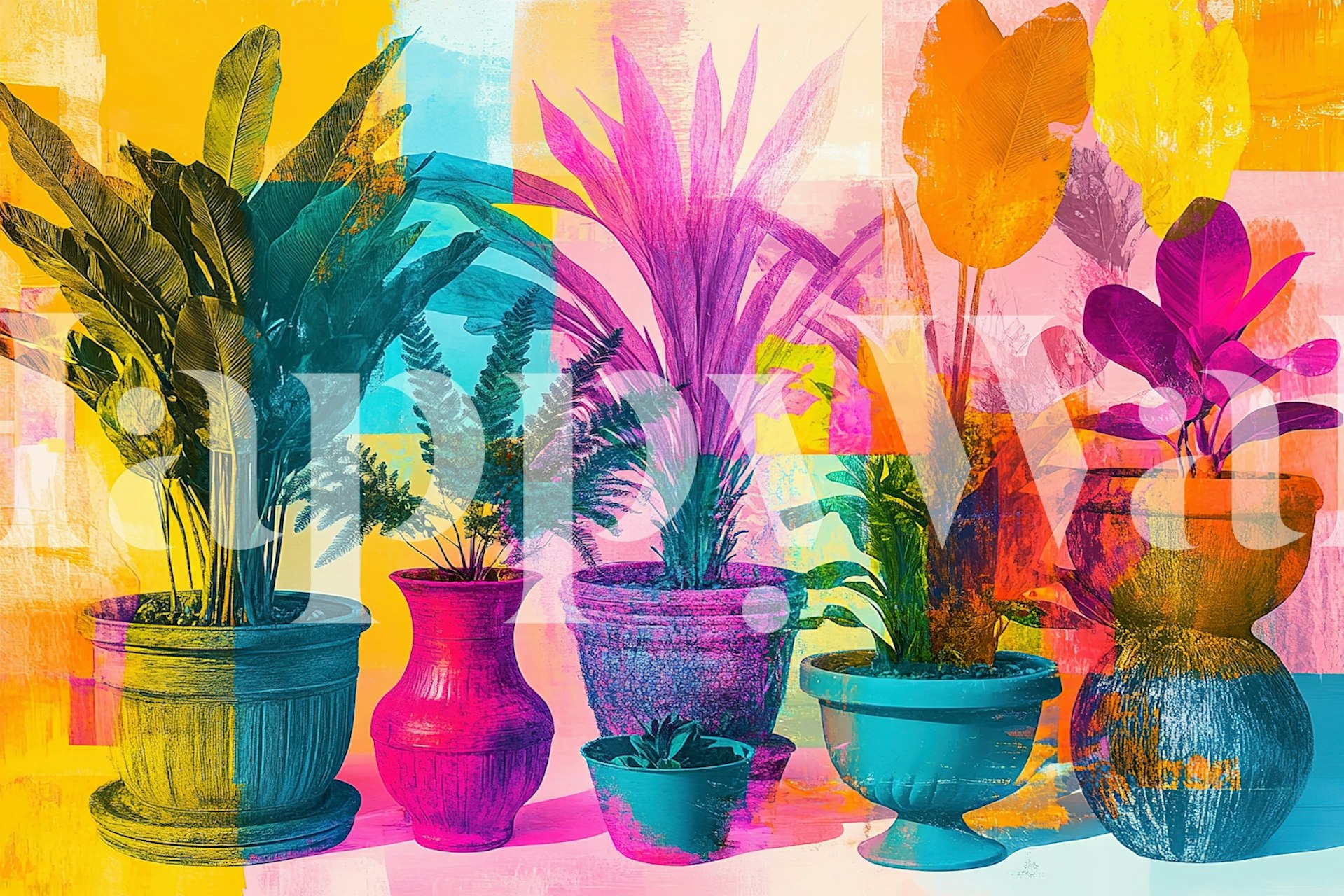 Colorful_Terrace ταπετσαρία σε φωτεινό δωμάτιο