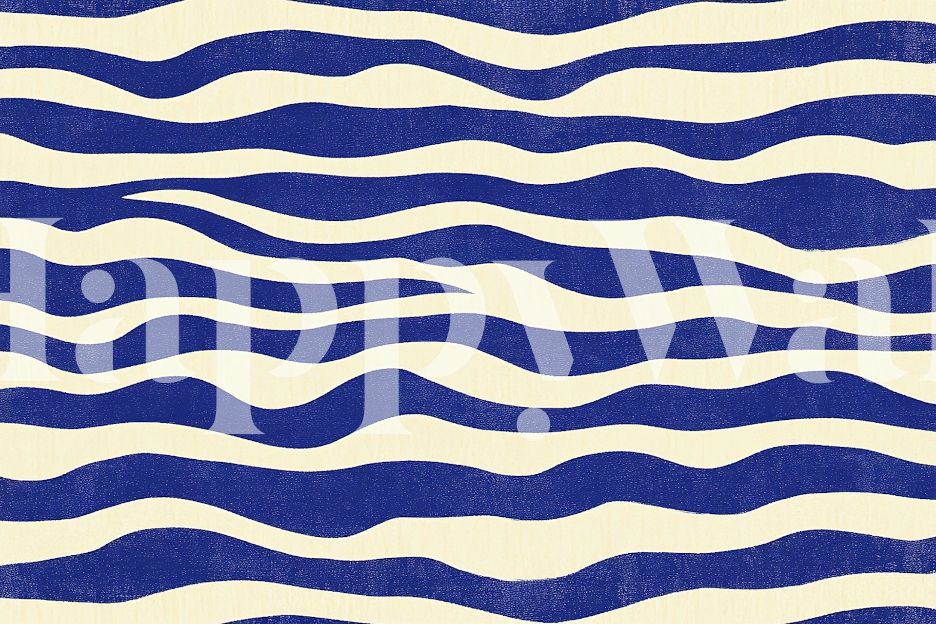 Navy blue and white wavy stripe pattern wallpaper