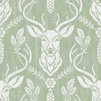 Cabincore Forest Deer - Sage Green tapet