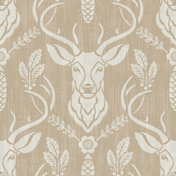 Cabincore Forest Deer - Deep Beige - Textured