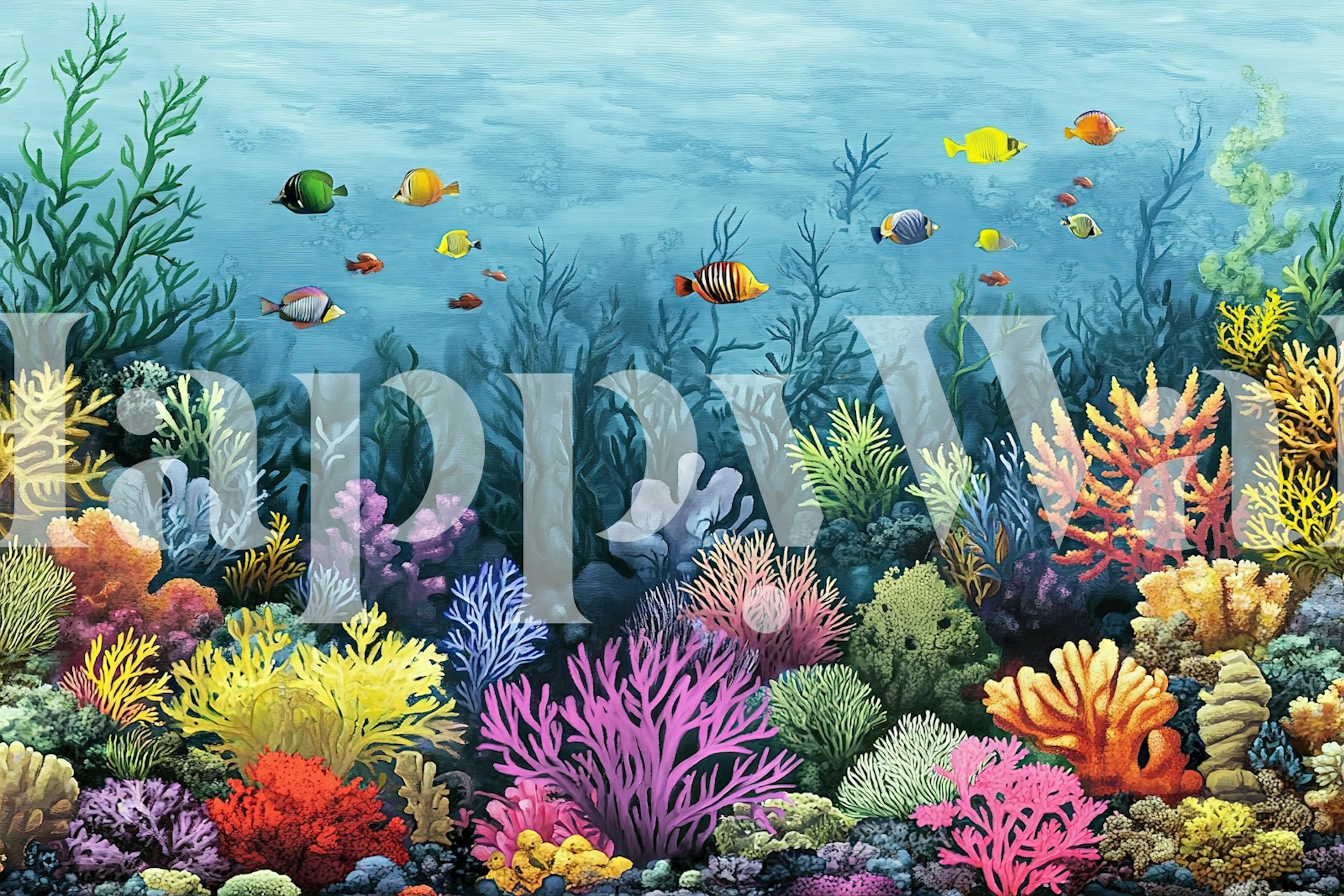 Vibrant underwater wallpaper with colorful fish