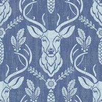 Cabincore Forest Deer - Blue Nova tapet