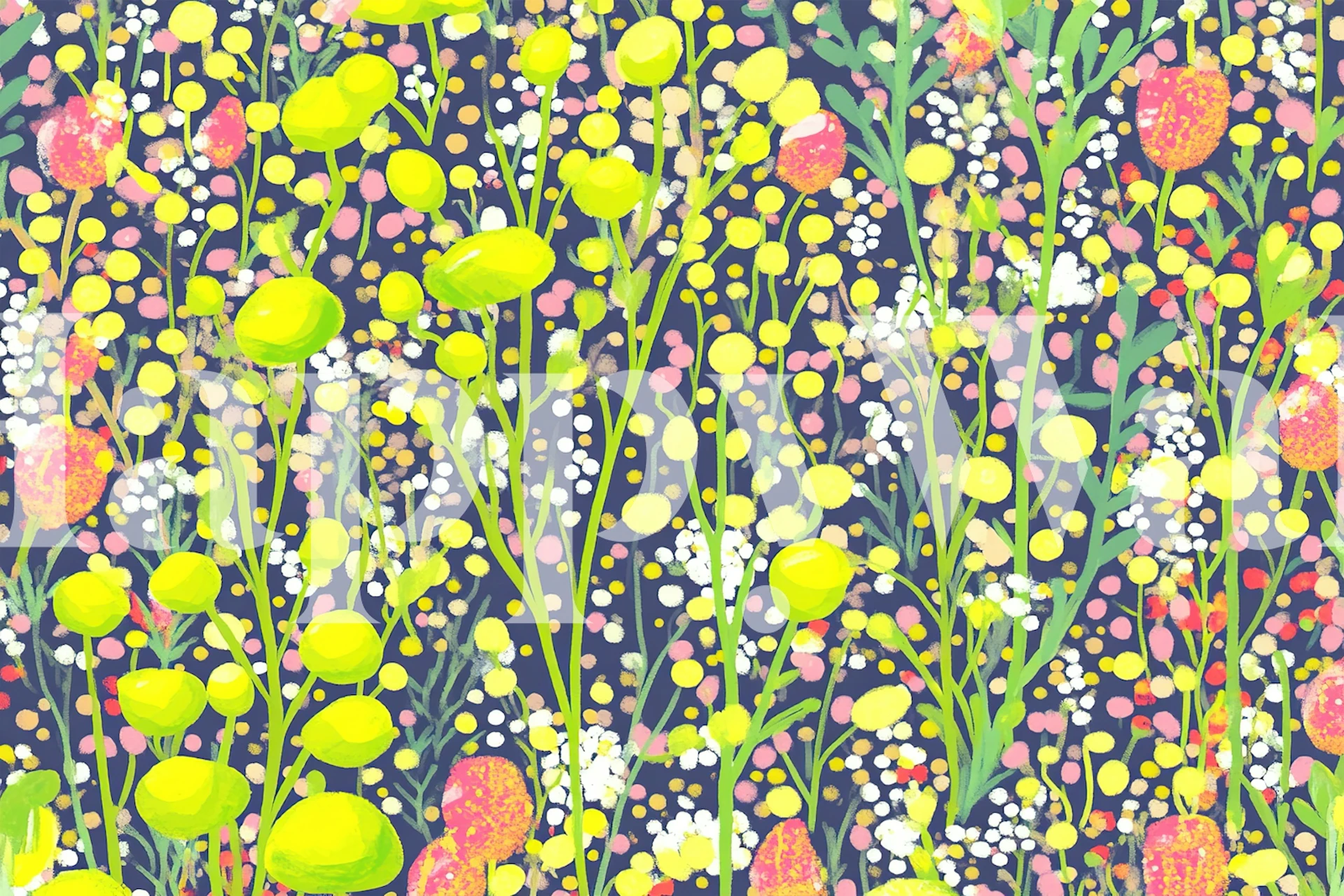 Papel de parede floral colorido em um quarto