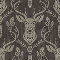 Cabincore Forest Deer - Smoky Black -Textur L tapet