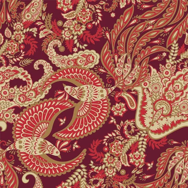 Rich Ruby Floral Paisley