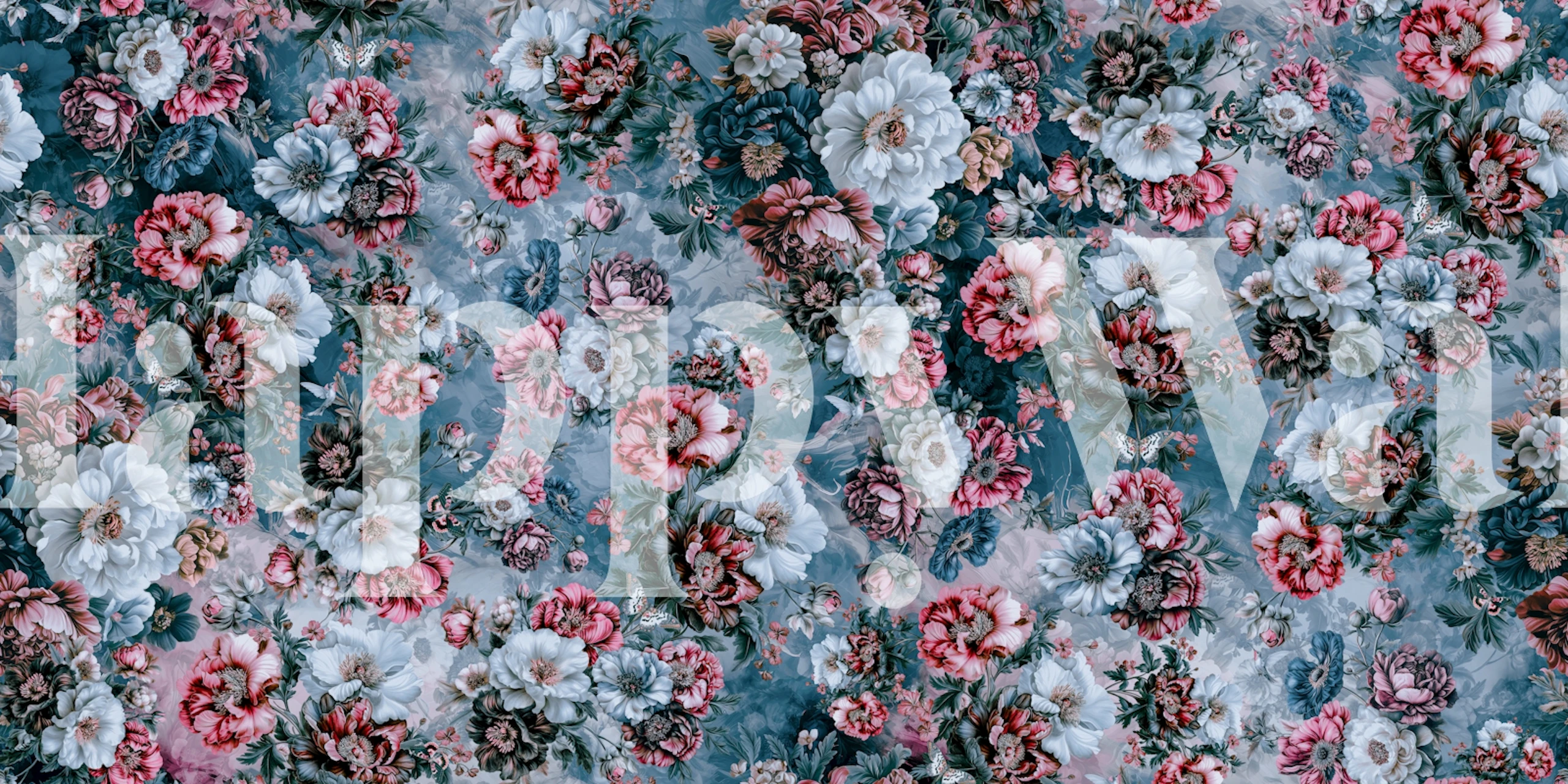 Azure Garden floral wallpaper in a room