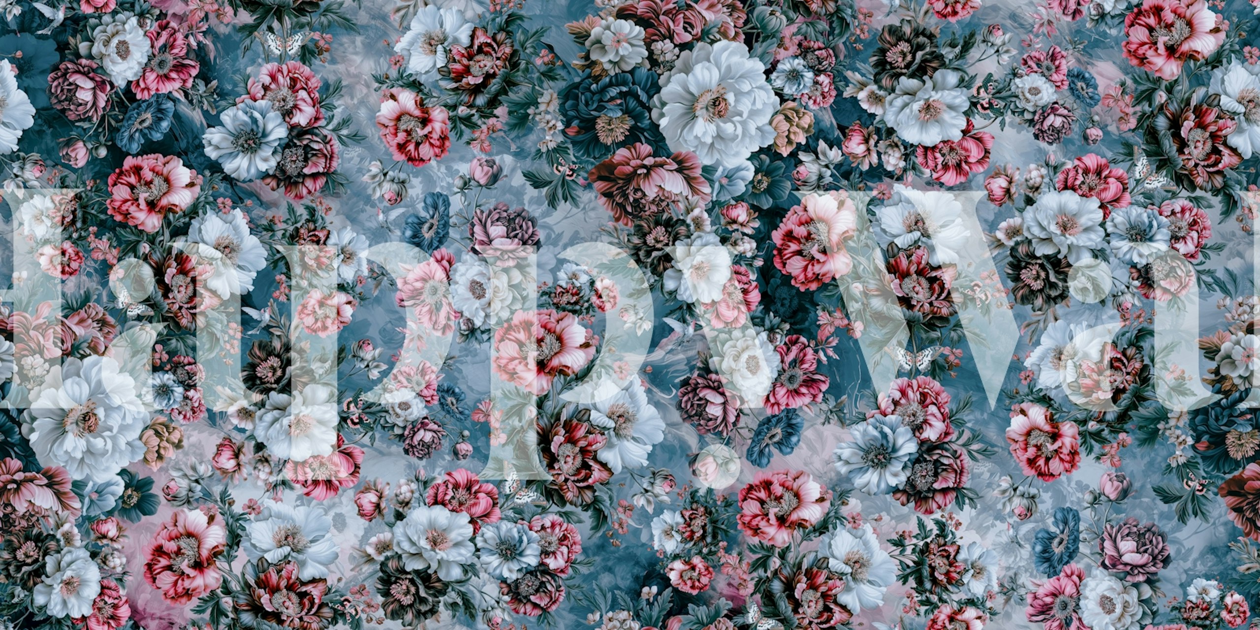 Azure Garden floral wallpaper in a room