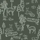 Deers in the Woods Green Small Scale