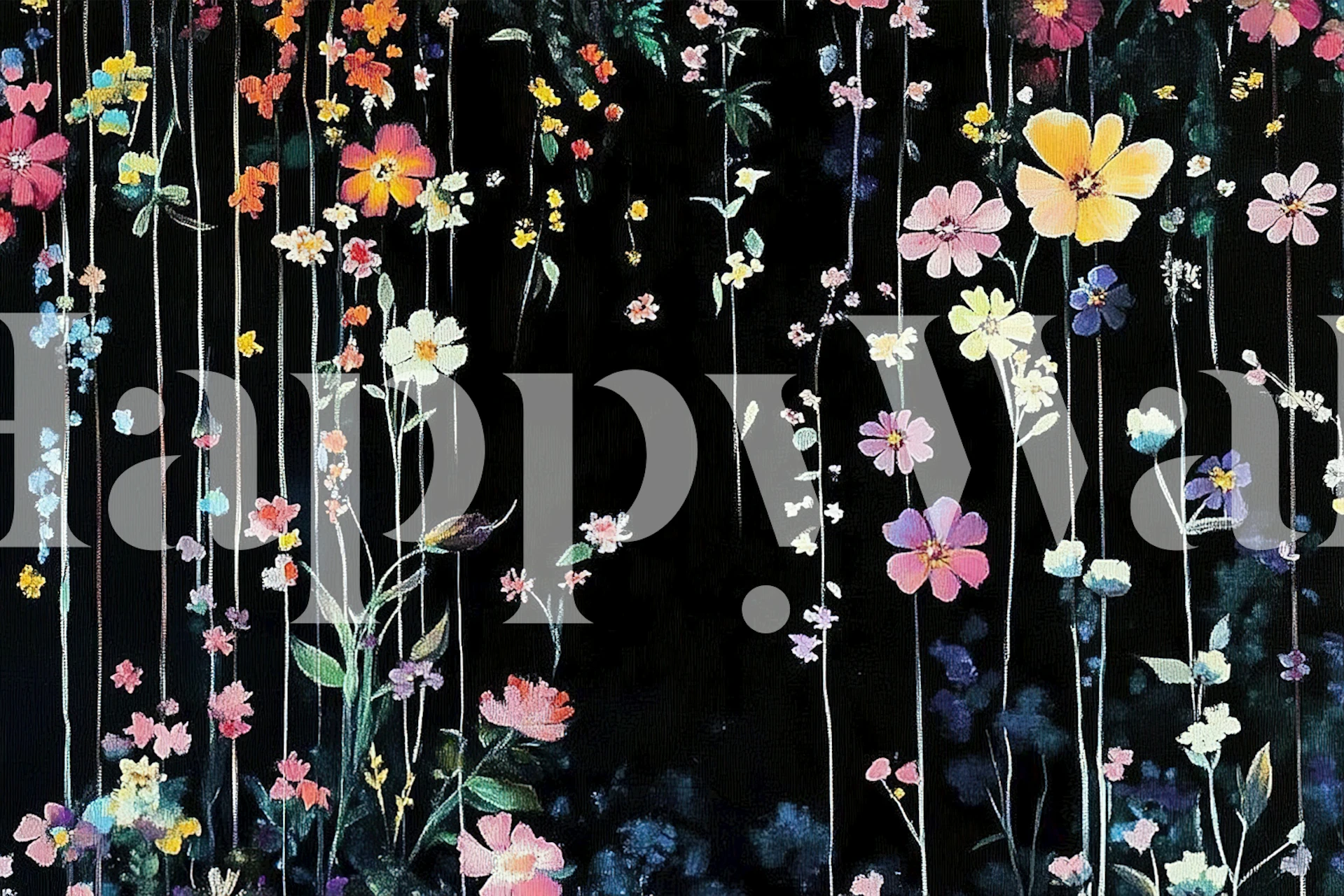 Floral wallpaper design on dark background