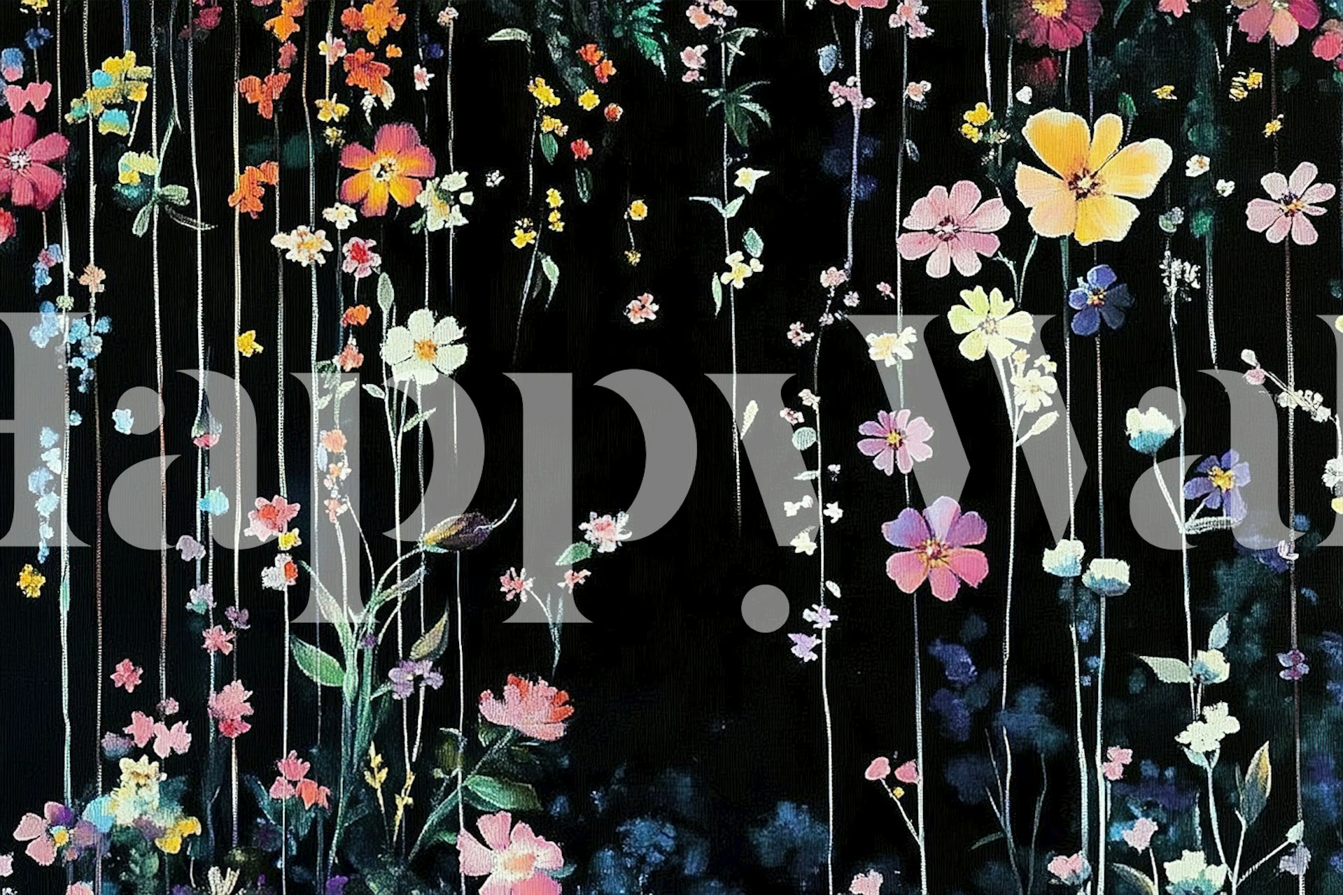 Floral wallpaper design on dark background