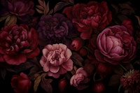 Victorian Grandeur Large Flowers Burgundy ταπετσαρία