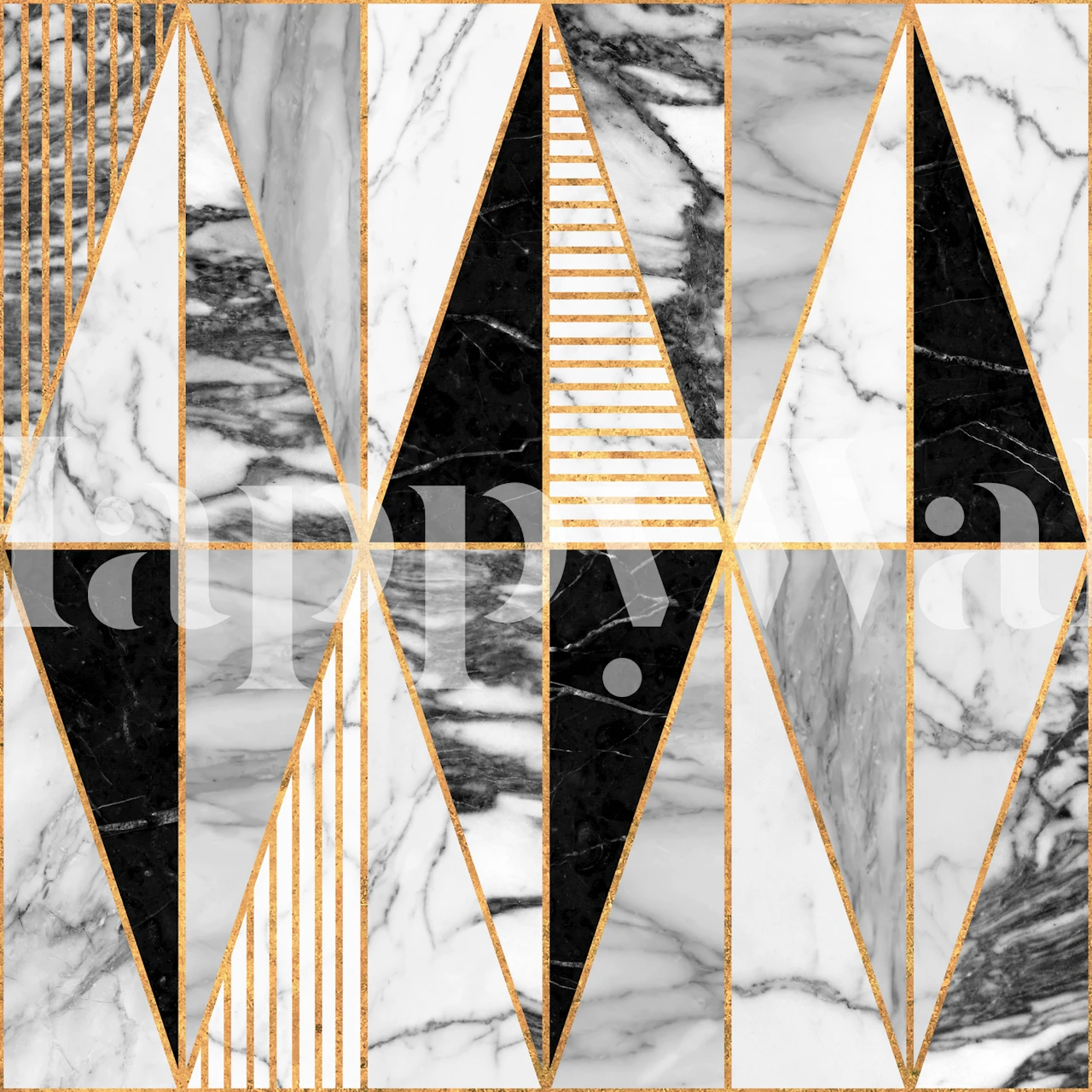 Papier peint Marble Triangles présenté dans une pièce